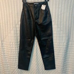 Zara Black Faux Leather Dress Pants High-Waisted Sleek Design
